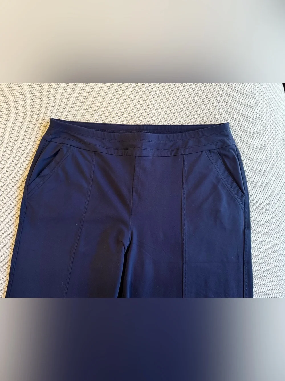 CHICO’S ZENERGY Knit Navy Blue Pull-On Straight-Leg Knit Ankle Pants — #159 LHP